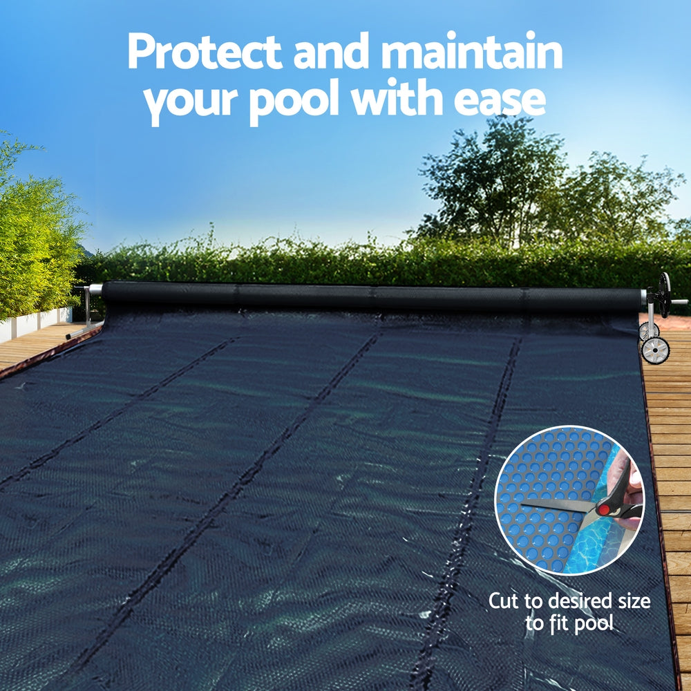 Aqua Buddy Pool Cover 600 Micron 11x4.8m w/ Roller 5.55m Swimming Pools Black Solar Blanket