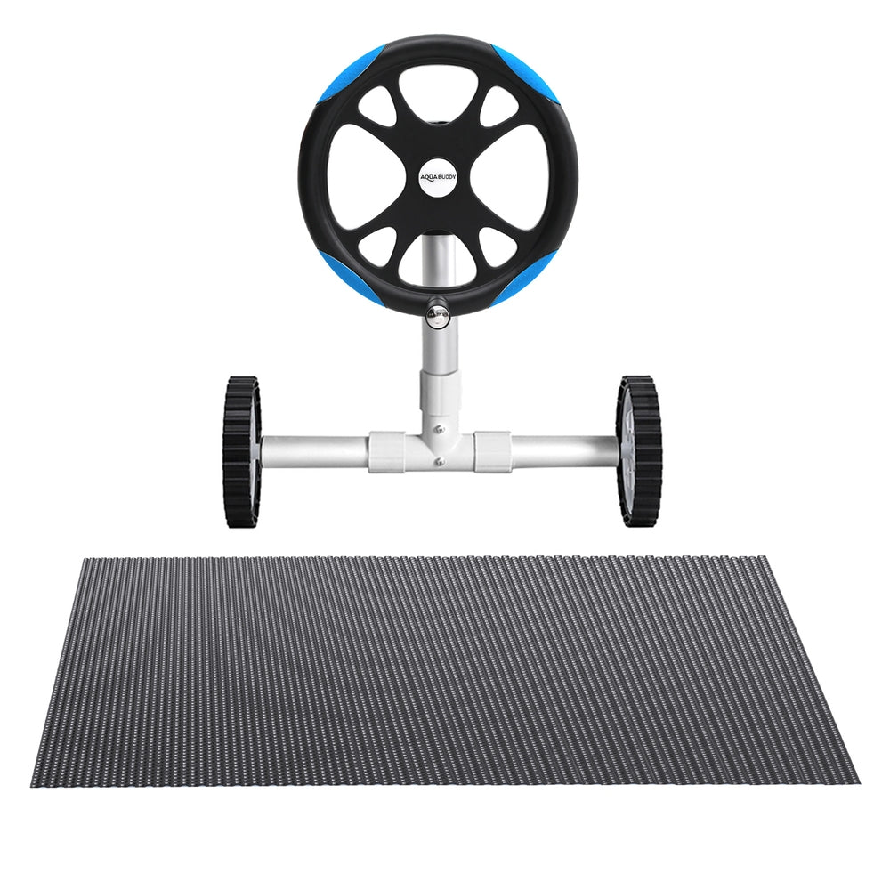 Aqua Buddy Pool Cover 7x4m 600 Micron w/ Roller 5.55m Black Solar Blanket