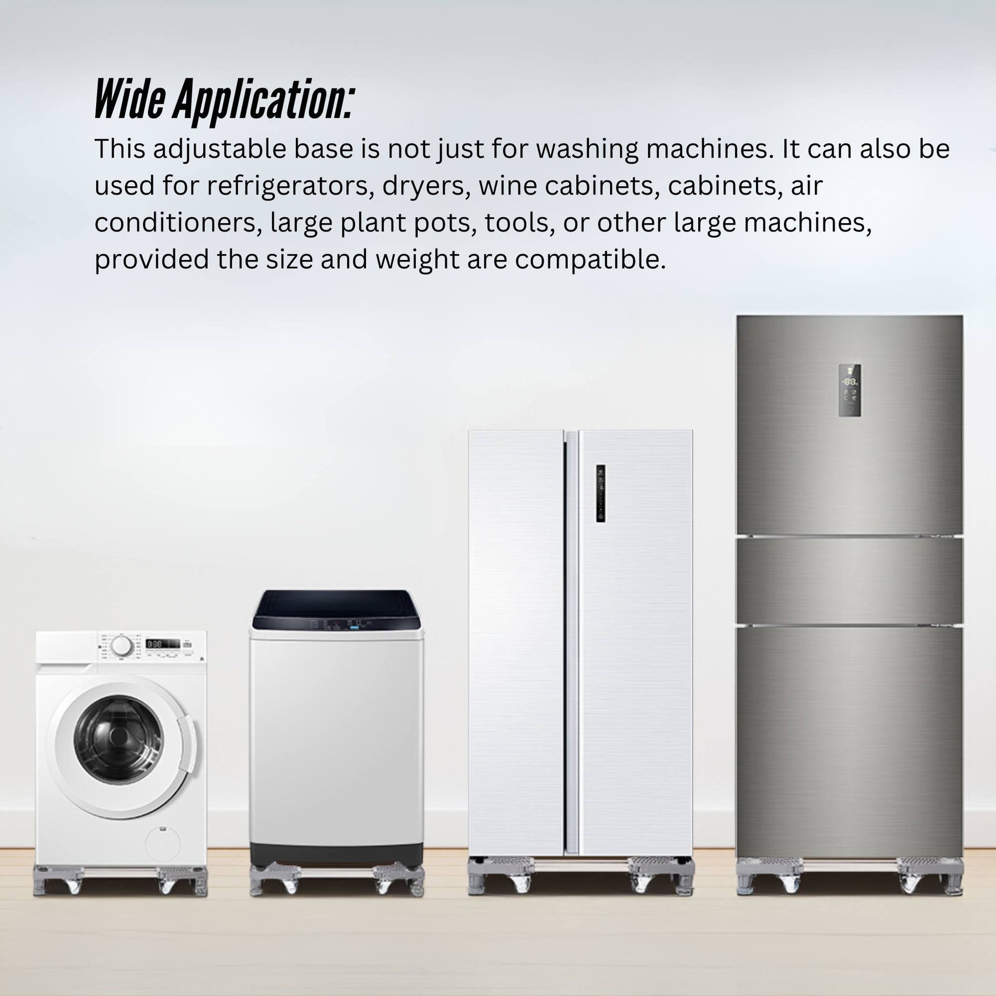 Adjustable Appliance Base Stand - Lock Wheel Trolley For Washing Machine Fridge