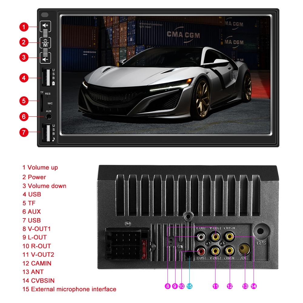 7 Inch Car Mp5 Player With Bluetooth / Fm Remote 4 Led Camera