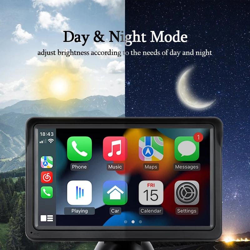 7 Inch Bluetooth 5.0 Carplay Monitor - Portable Compatible With Most Vehicles - Display + Camera