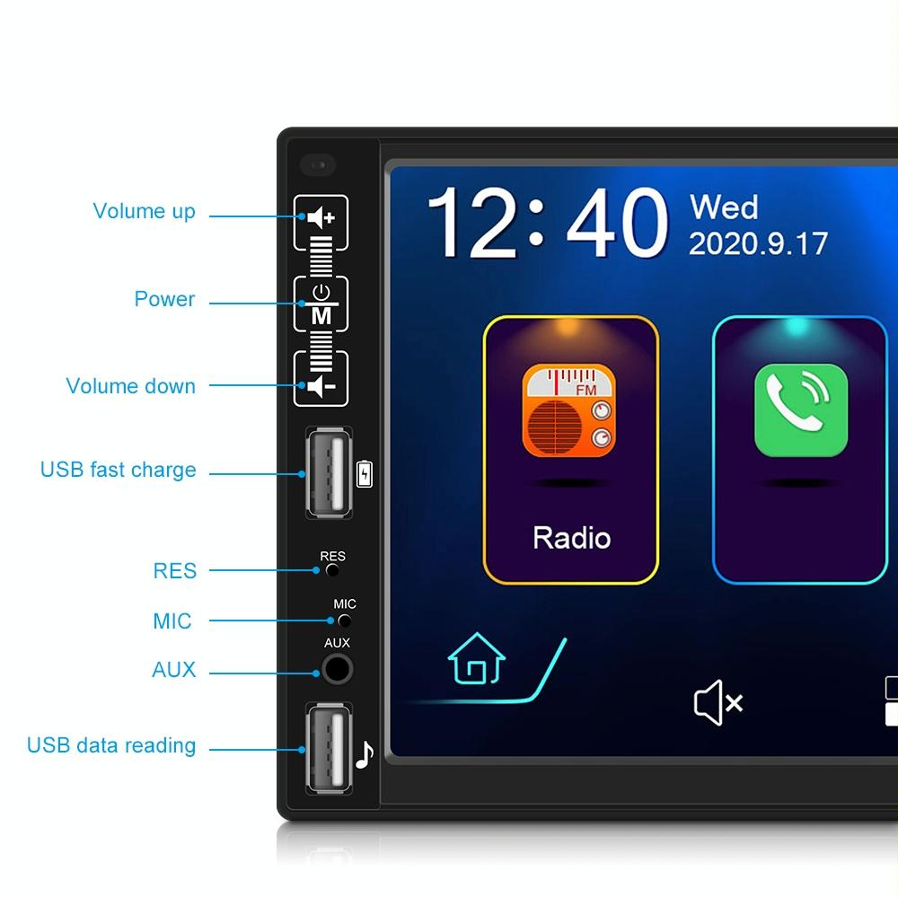 7 Inch Car Mp5 Player With Carplay Bluetooth Fm Usb Remote - Standard + 4Led Camera