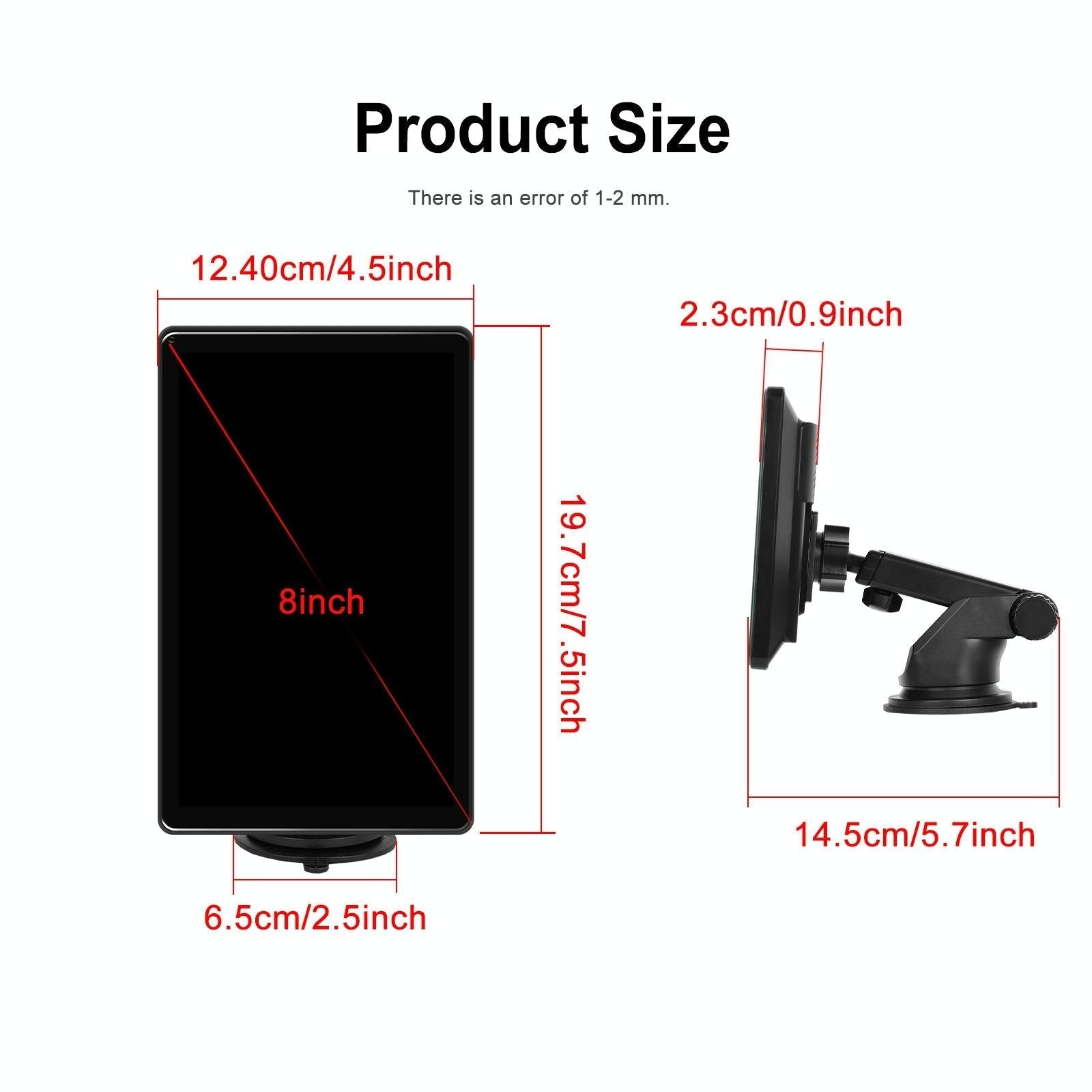 8 Inch Full Touch Car Screen Player - Horizontal / Vertical Carplay / Android Auto - With Camera