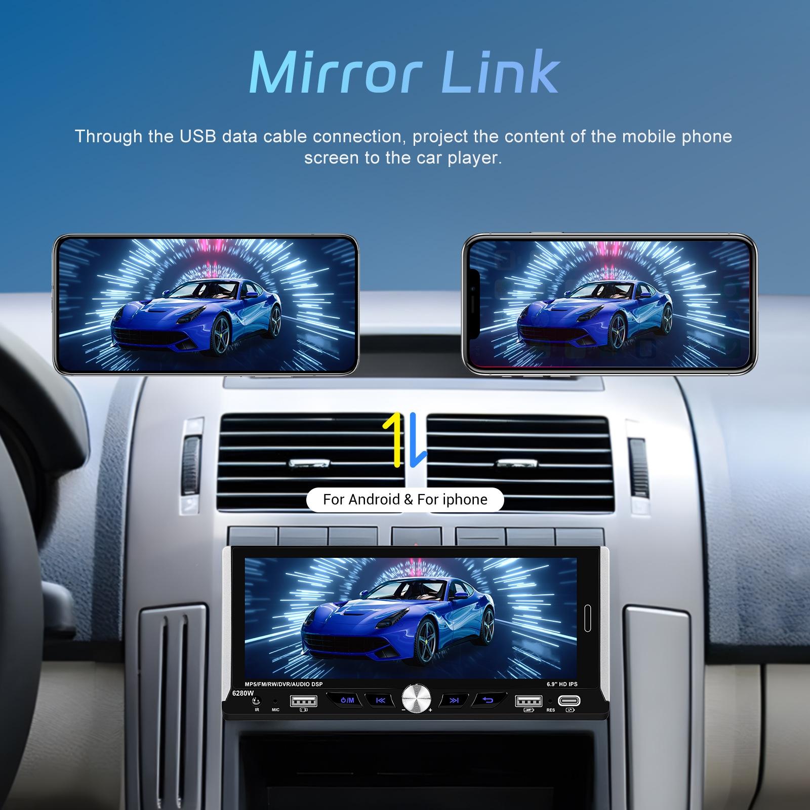 6.9 Inch Car Mp5 Player With Carplay Function & Backup Camera - Standard + Ahd Camera