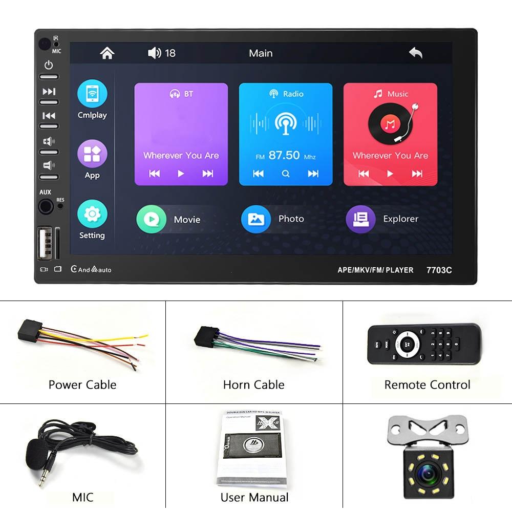 7 Inch Car Mp5 Player With Bluetooth & 8 Light Camera - Universal Fit