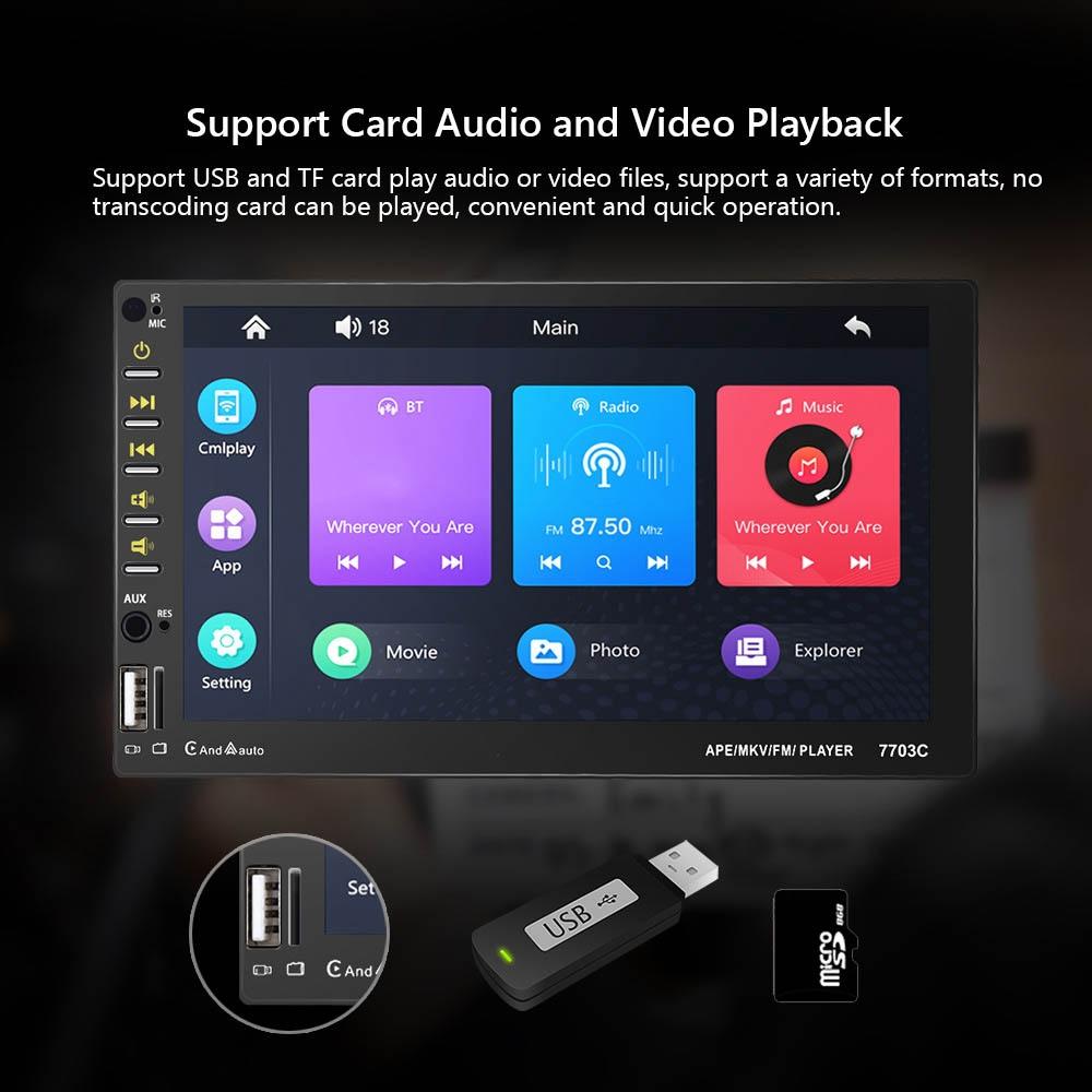 7 Inch Car Mp5 Player With Bluetooth & 8 Light Camera - Universal Fit