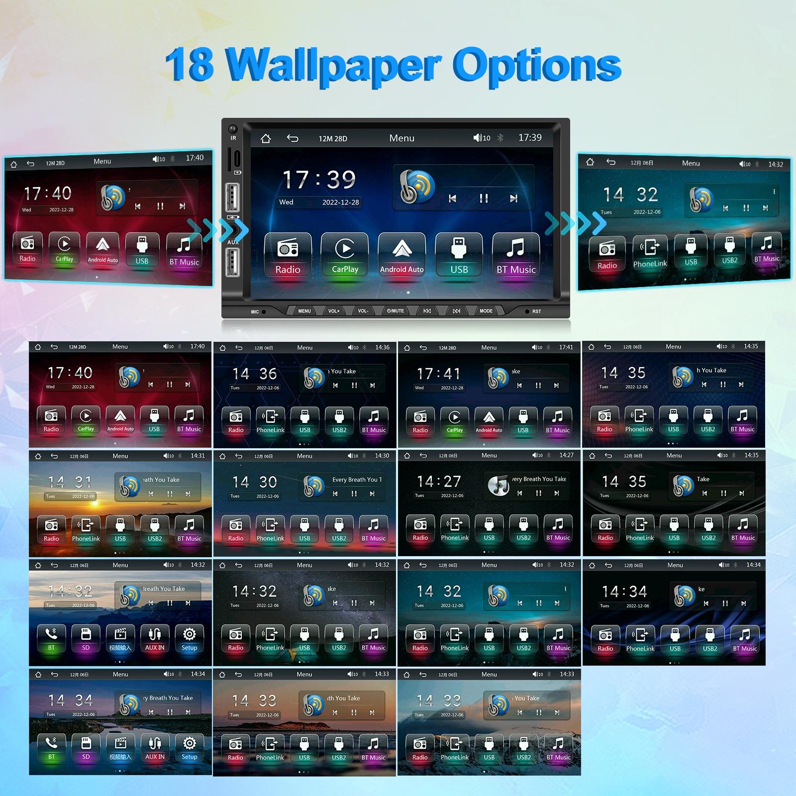 7 Inch Car Mp5 Player Carplay / Android Auto / Mirror Link / Bluetooth - Standard - With 12-Light Camera