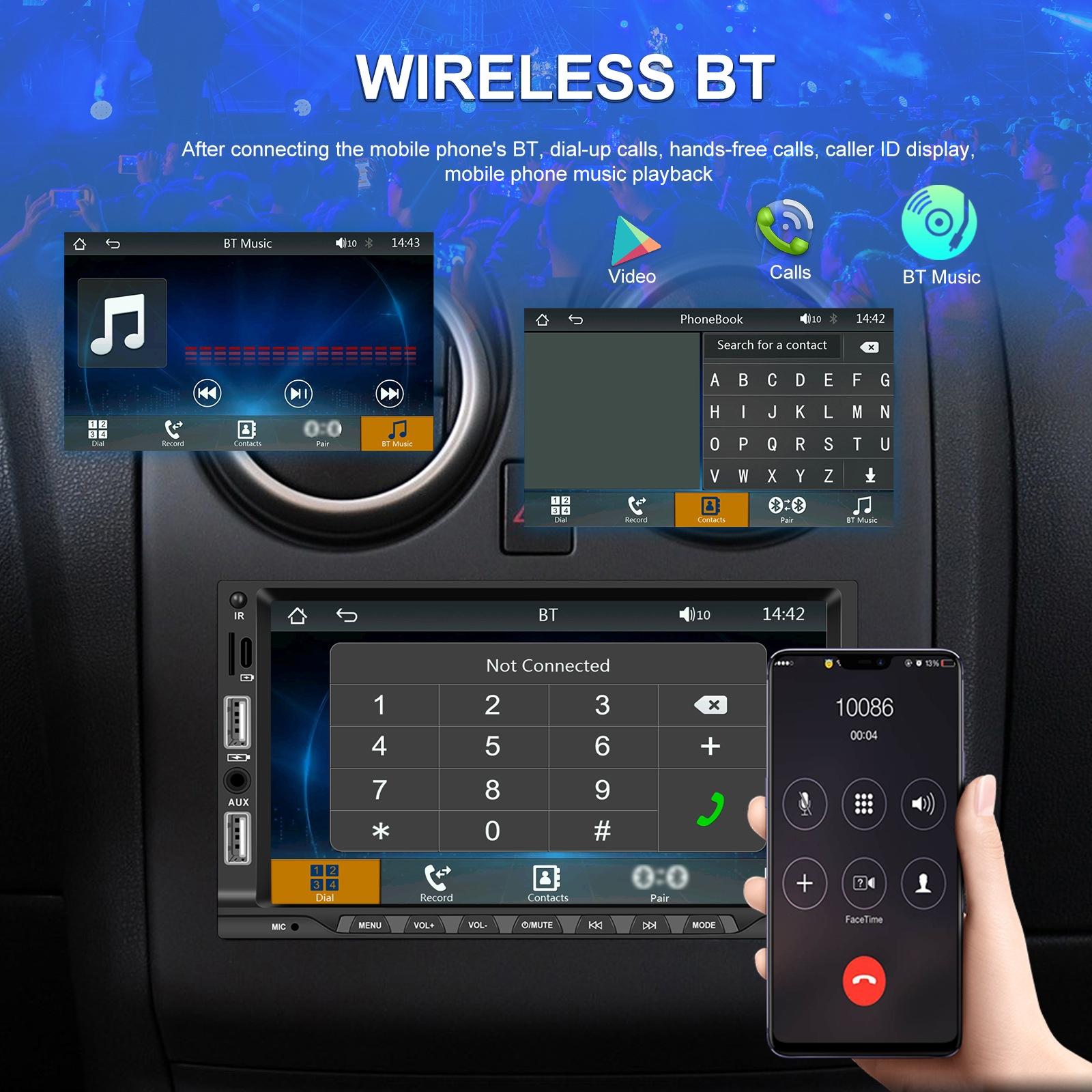 7 Inch Car Mp5 Player Carplay / Android Auto / Mirror Link / Bluetooth - Standard - With 12-Light Camera