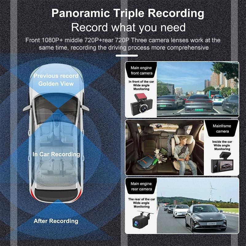 1080p Hd Triple Recording Car Recorder with Wifi & Mobile App