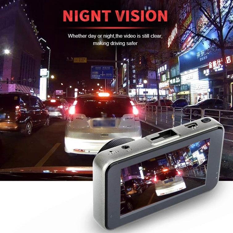 1080p Hd Dual-lens Driving Recorder with Motion Detection - 3 Inch