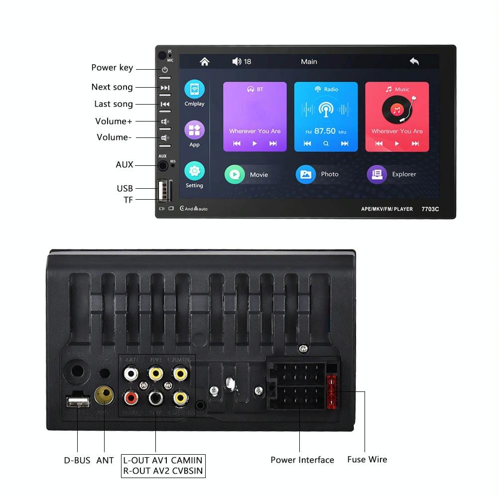 7 Inch Car Mp5 Player With Bluetooth & 12 Light Camera - Universal Fit