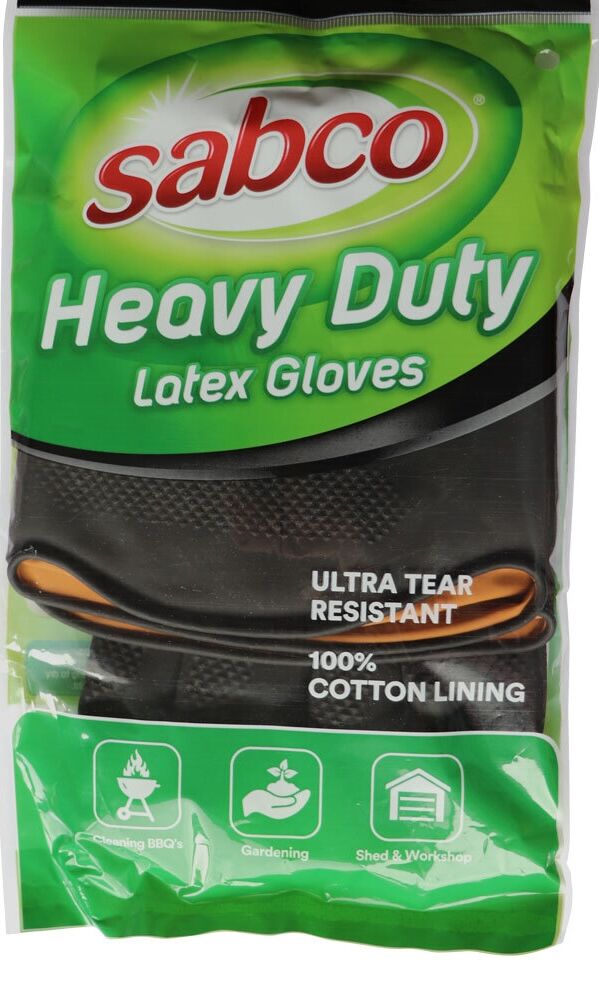 96 Pairs Sabco Heavy Duty Latex Gloves w/ Cotton Lining - Large Size Bulk (1 Carton)