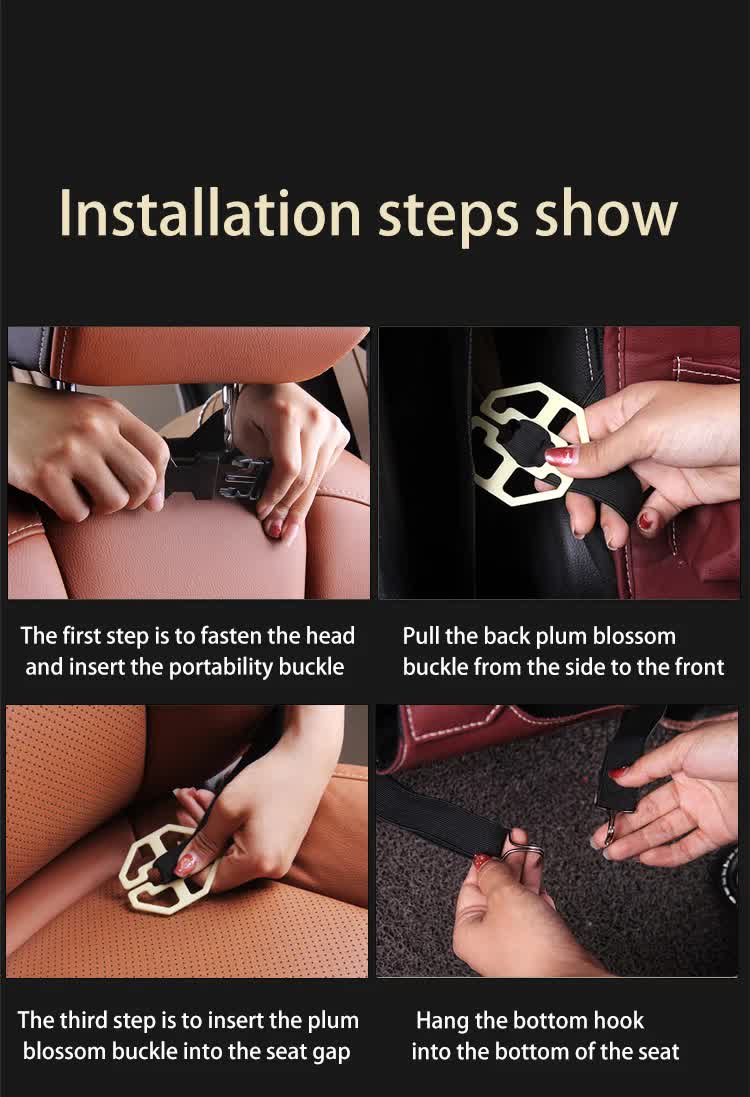 Black Leather Car Backseat Organizer with Foldable Tray Table & Trash Bag - Multi-functional Car Storage Solution