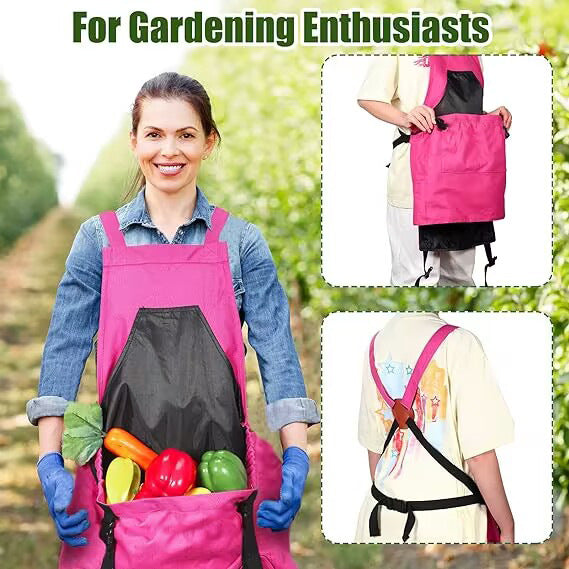Green Garden Harvesting Apron - Waterproof Oxford Cloth with Quick Release Pouch