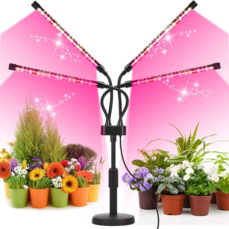Black Adjustable 5-Head LED Grow Light - Full Spectrum Desktop Plant Lamp with Telescopic Stand, USB Powered for Indoor Seedlings & Flowers