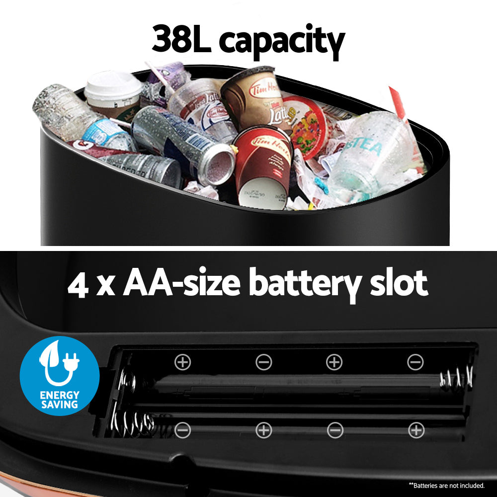 Devanti 38L Motion Sensor Bin Rubbish Automatic Black