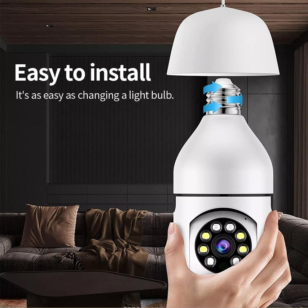 2Mp Hd Wifi Light Bulb Camera With Motion Detection Two-Way Audio Night Vision And Tf Card Support