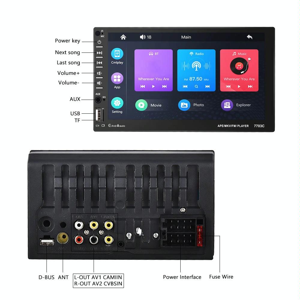 7 Inch Car Double Butt Mp5 Bluetooth Player + 4 Light Camera