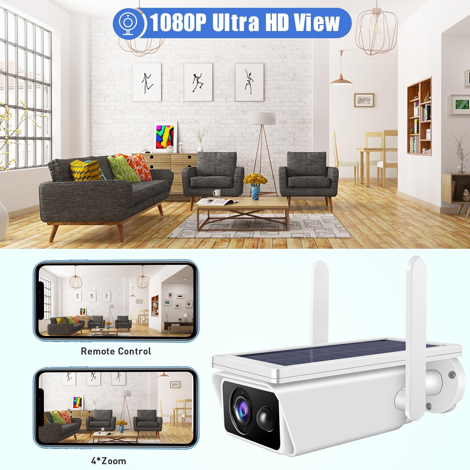 Solar-Powered 1080P Wifi Security Camera With Night Vision And Two-Way Audio