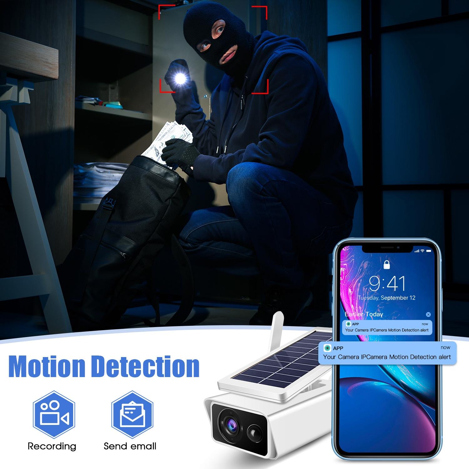 Solar-Powered 1080P Wifi Security Camera With Night Vision And Two-Way Audio