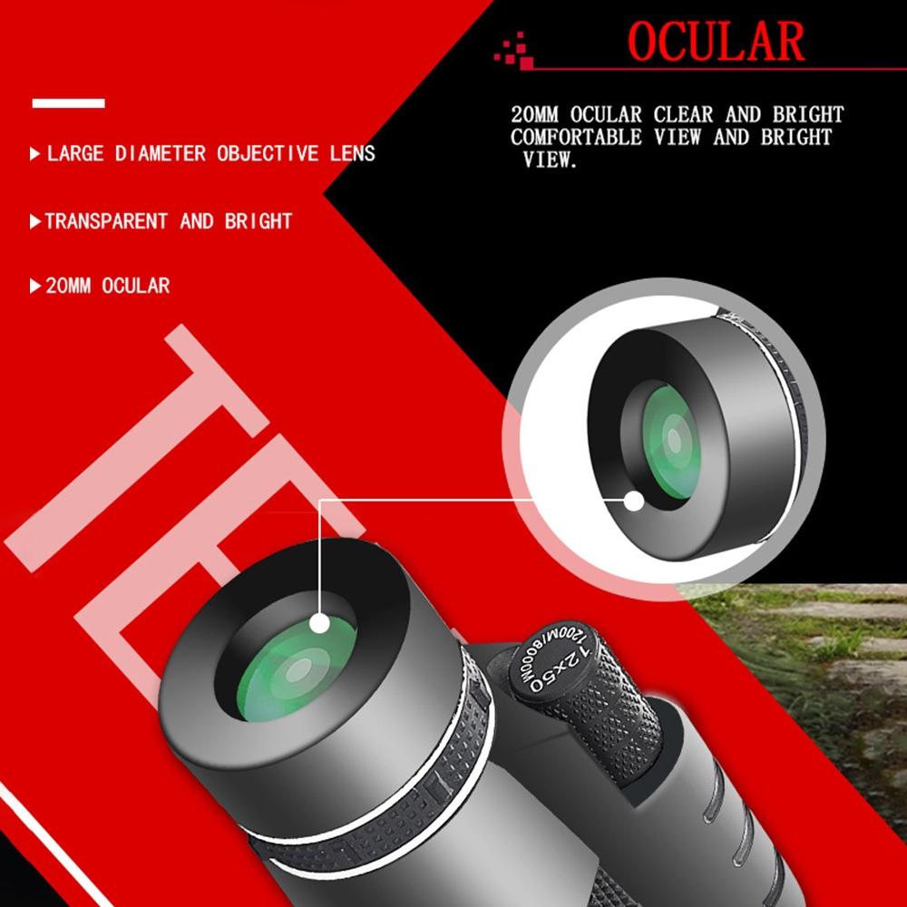 Professional 12X50 Hd Monocular Night Vision Telescope + Tripod