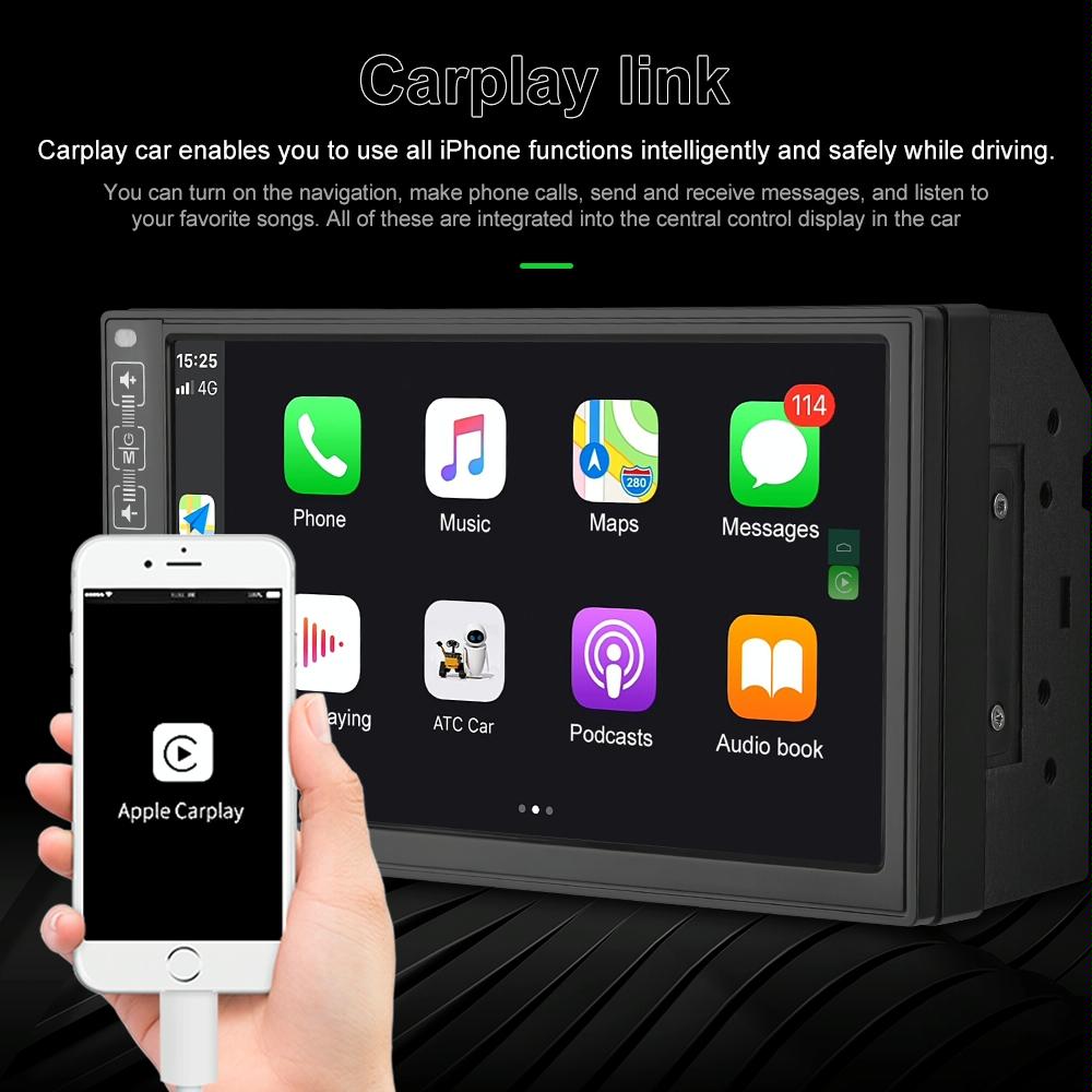 7 Inch Car Hd Mp5 Player W / Carplay Bluetooth Fm U Disk Remote - Standard + 8Led Camera