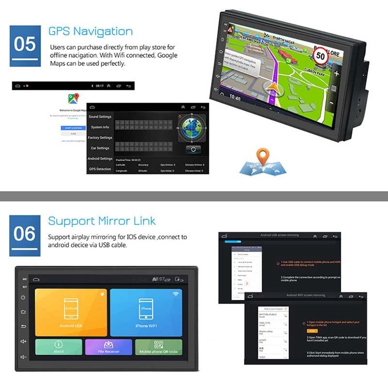 7 Inch Android Navigation Wifi Car Mp5 Player 1 + 32G Gps Bluetooth 2.5D Screen Standard + 12Lights Camera