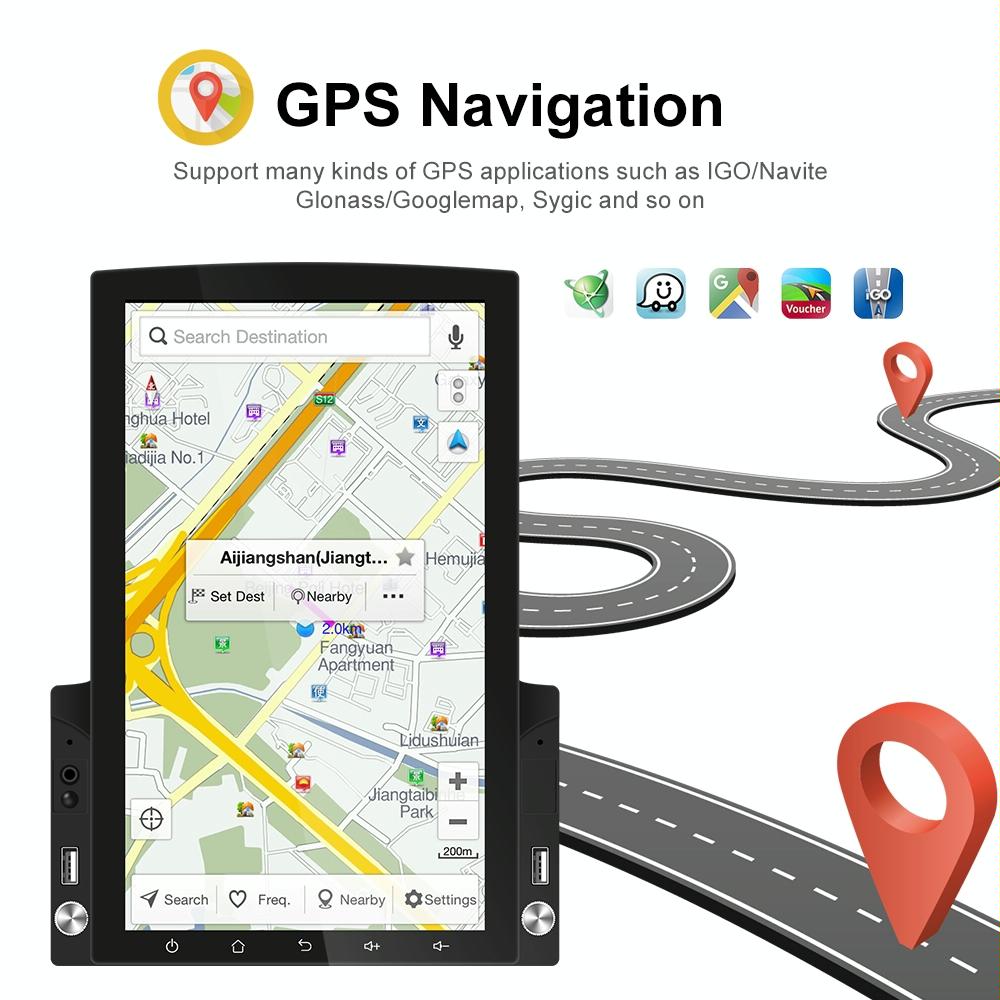 9.7 Inch Vertical Screen Android Car Mp5 Player With Hd 2.5D Glass Navigation And 12-Light Camera