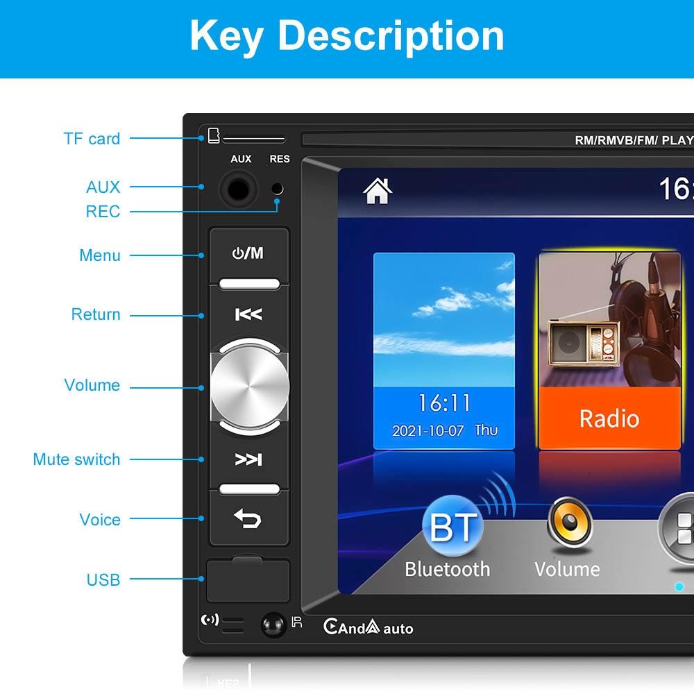 6.2 Inch Dual Spindle Hd Car Mp5 Player With Carplay - Standard + 12 Light Camera