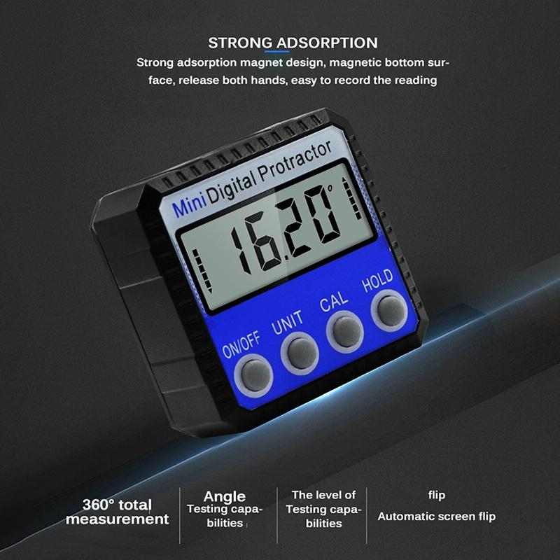 Digital Display Inclinometer with Strong Magnetic Adsorption and Multi-angle Flip