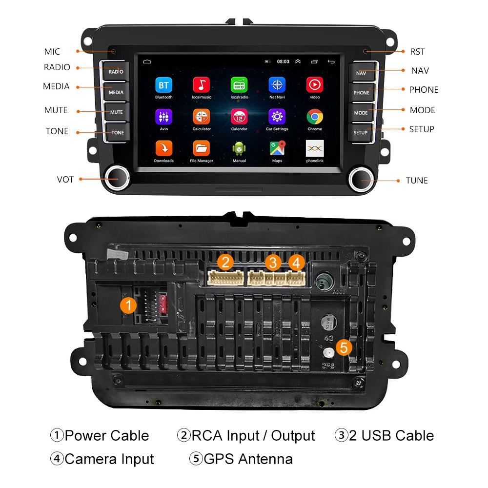 7 Inch Android Car Navigation Player + Wireless Carplay + Ahd Camera