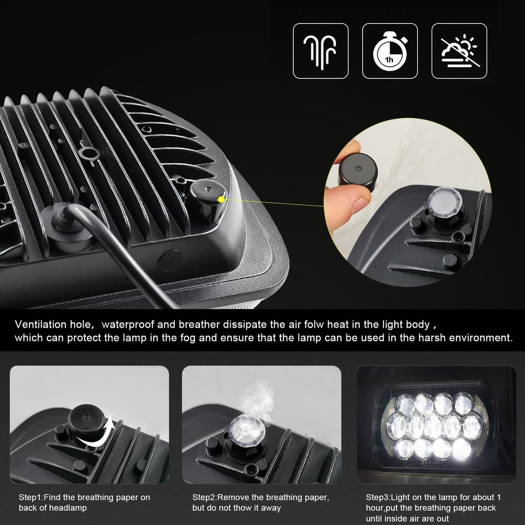 7 Inch 5X7 / 7X6 H4 Dc 9V - 30V 30000Lm 300W 8Leds Car Square Shape Led Headlight Lamps For Jeep Wrangler