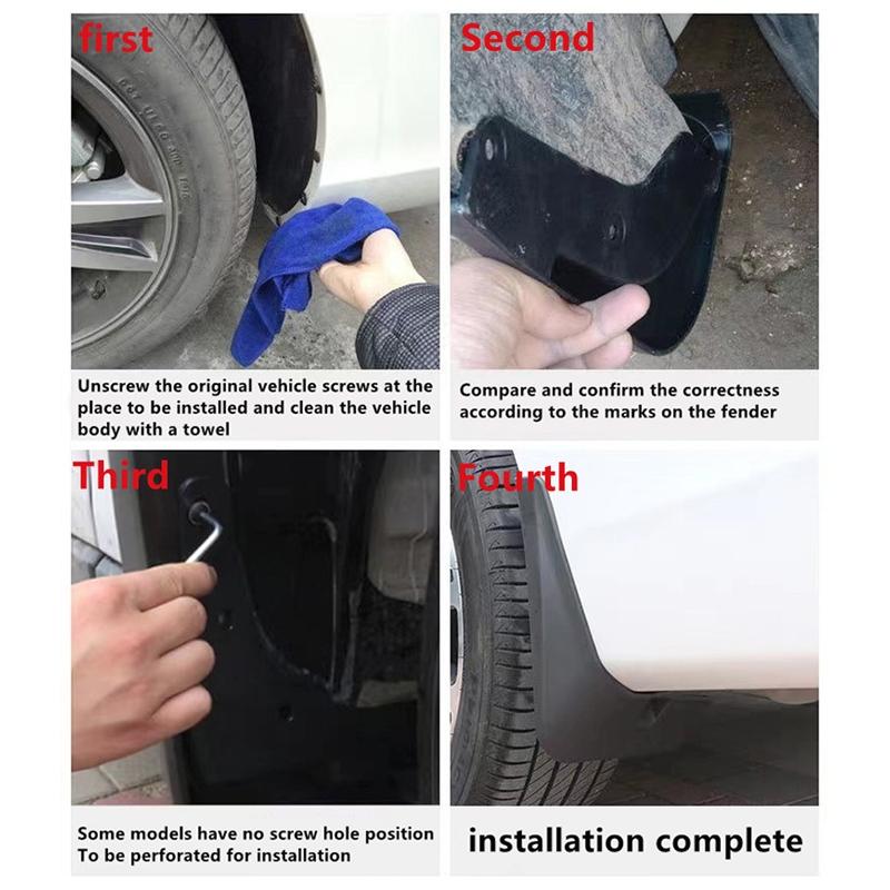 For Multivan Carvelle T5 / T6 2008-2020 4Pcs / Set Car Auto Soft Plastic Splash Flaps Fender Guard