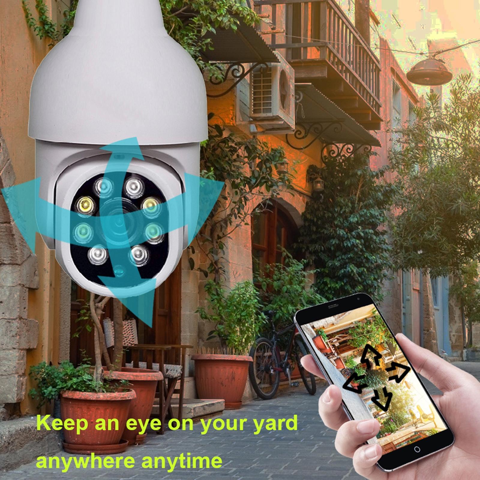 Outdoor Wifi Light Bulb Camera With Night Vision & Motion Detection - Tf Card Support