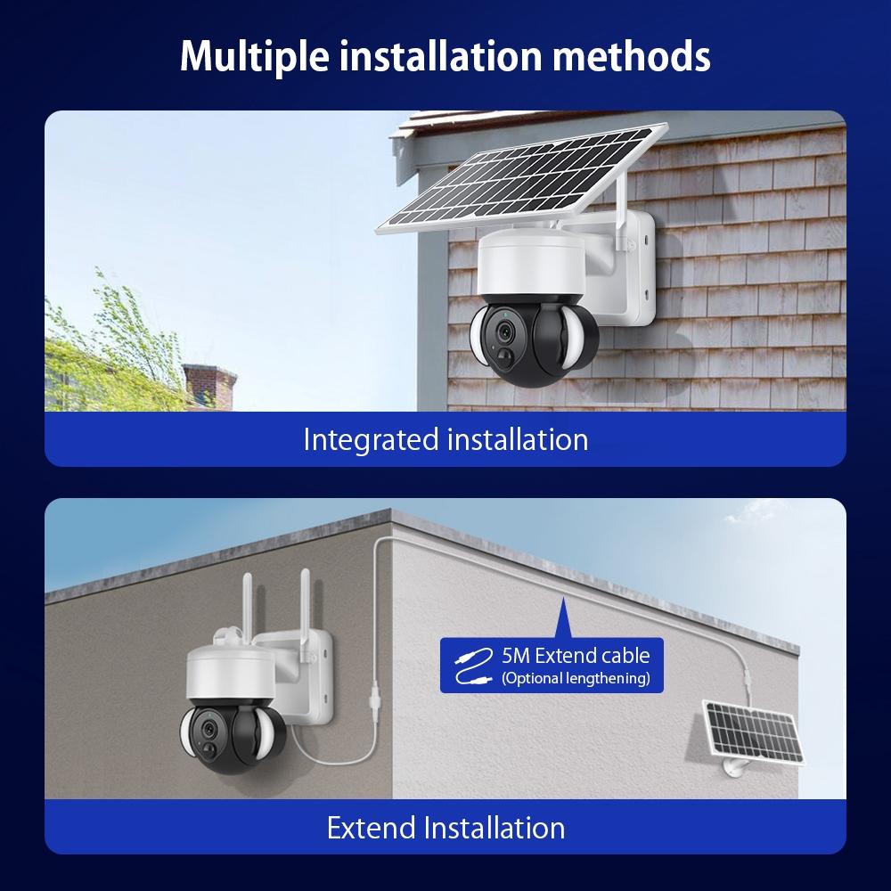 Solar Wifi Ptz Camera With Pir Detection - 2.4G - Battery Powered