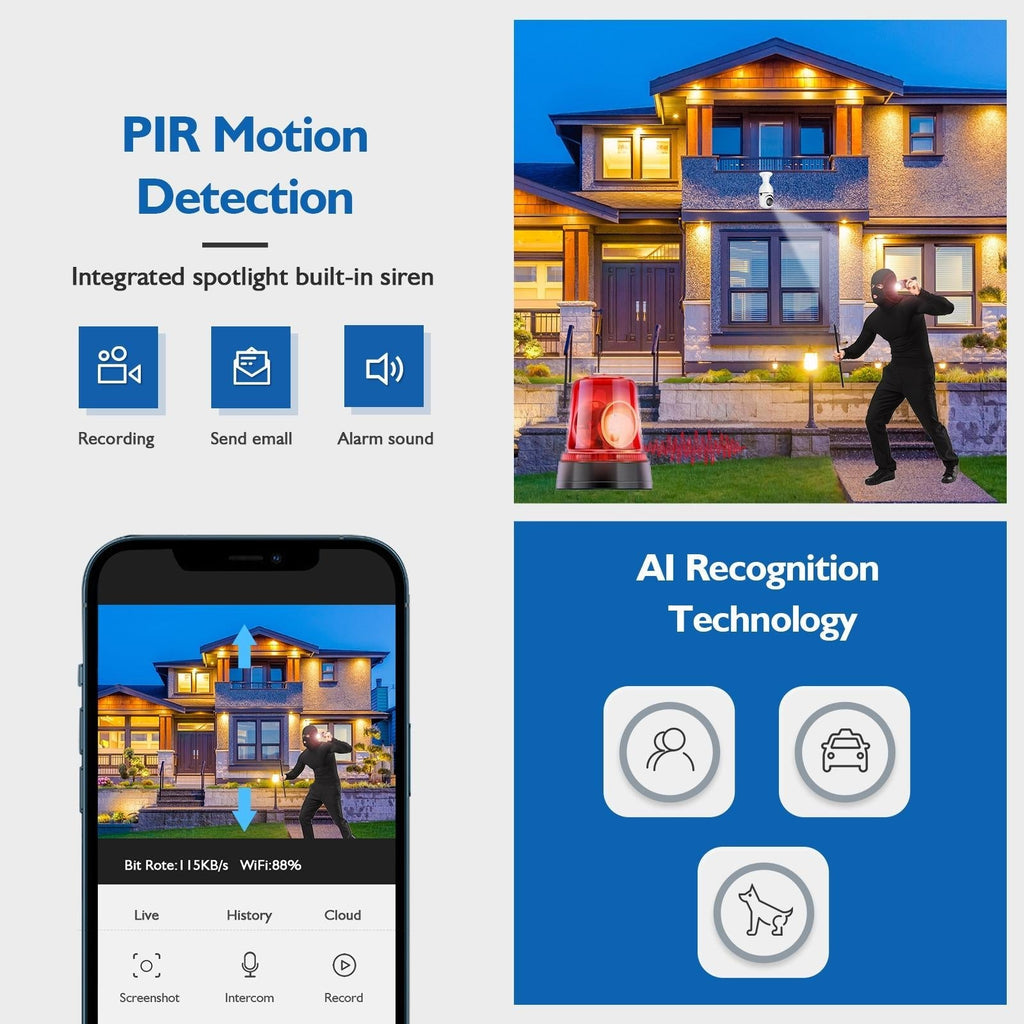 Smart Dual-Band Wifi Outdoor Light Bulb Camera - 1080P Hd 2.0Mp Infrared Night Vision Two-Way Audio Motion Detection Tf Card Support