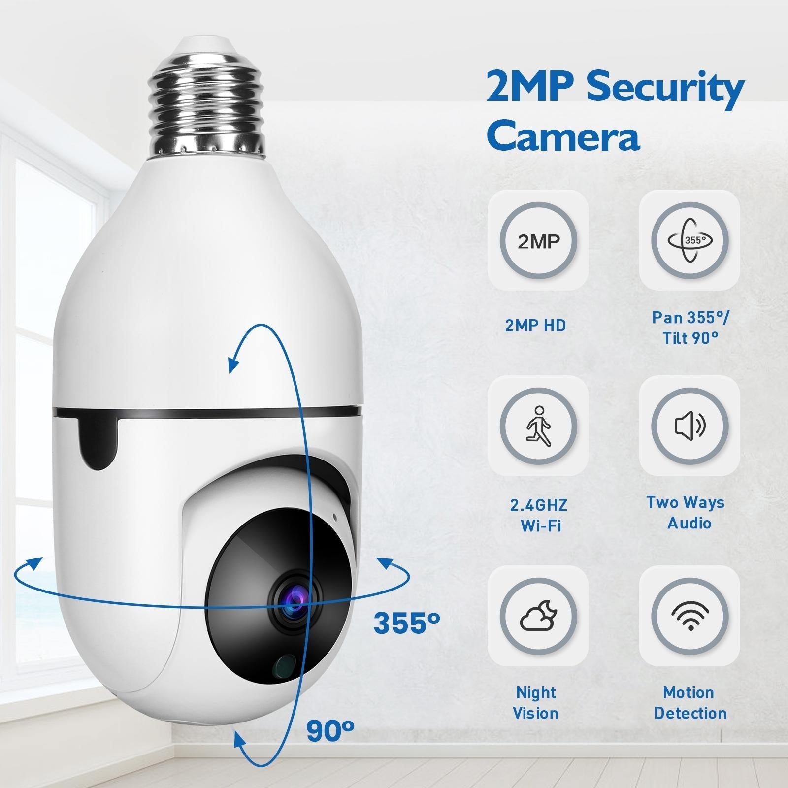 Smart Dual-Band Wifi Outdoor Light Bulb Camera - 1080P Hd Dual Light Source Infrared Night Vision Two-Way Audio Motion Detection Tf Card Support