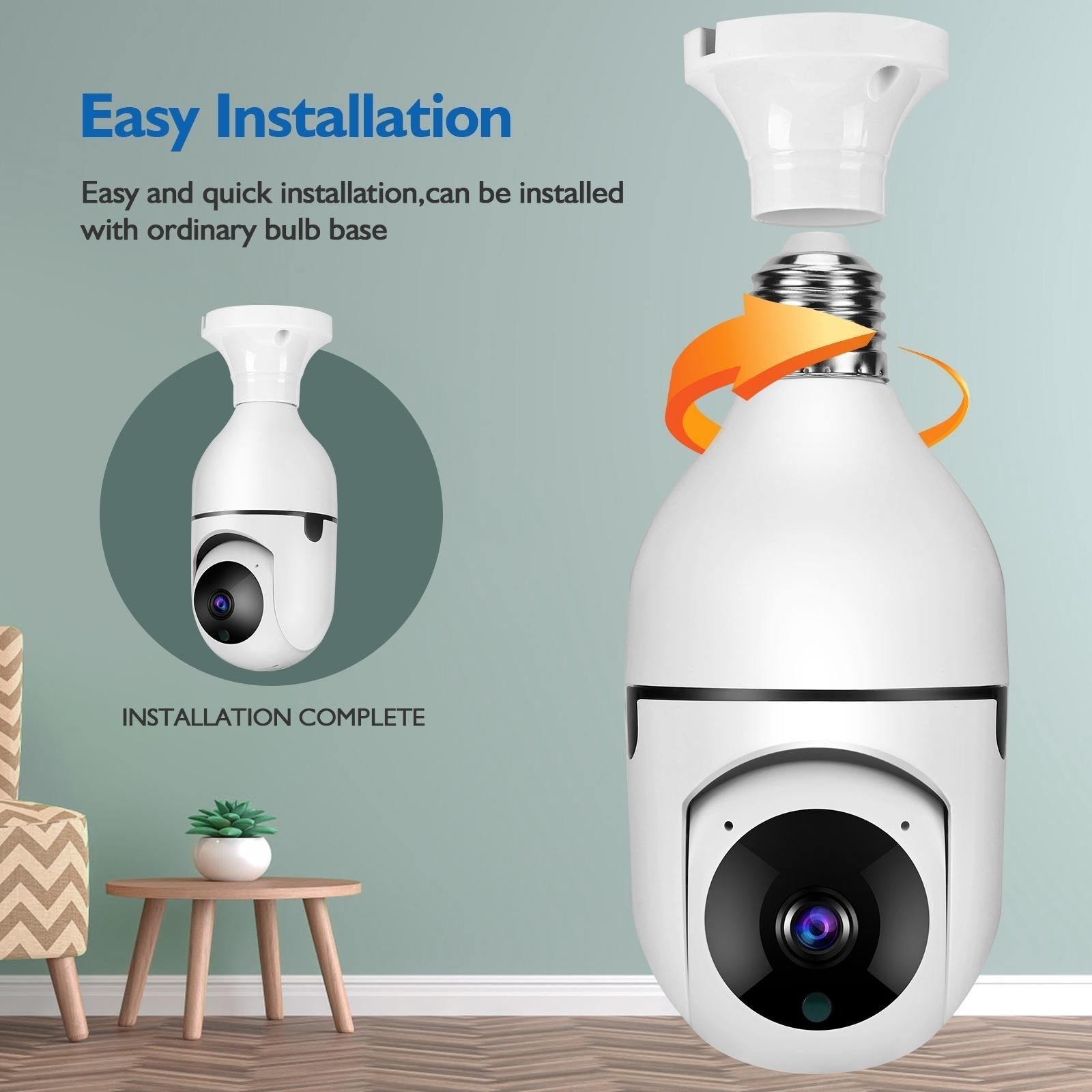Smart Dual-Band Wifi Outdoor Light Bulb Camera - 1080P Hd Dual Light Source Infrared Night Vision Two-Way Audio Motion Detection Tf Card Support