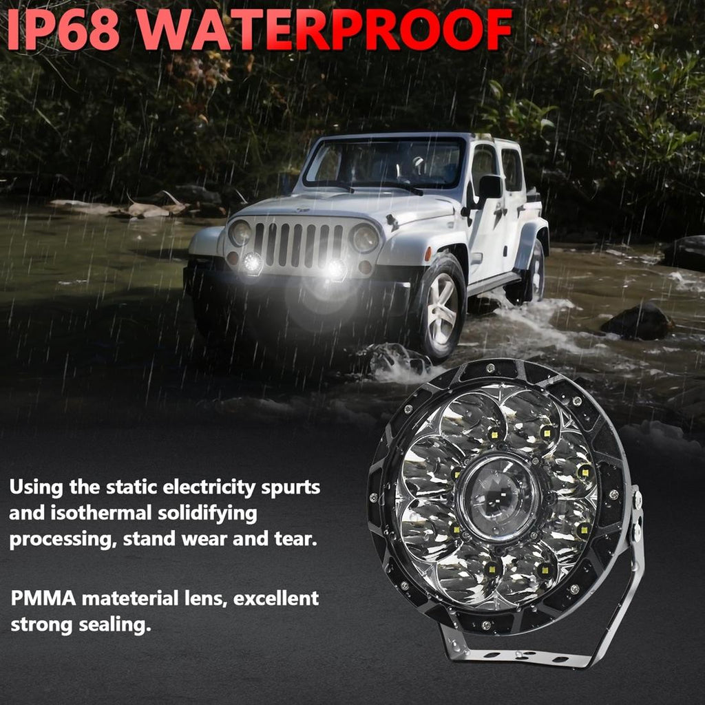 55W 6000Lm / 6000K Off - Road Vehicle Round Work Light - White