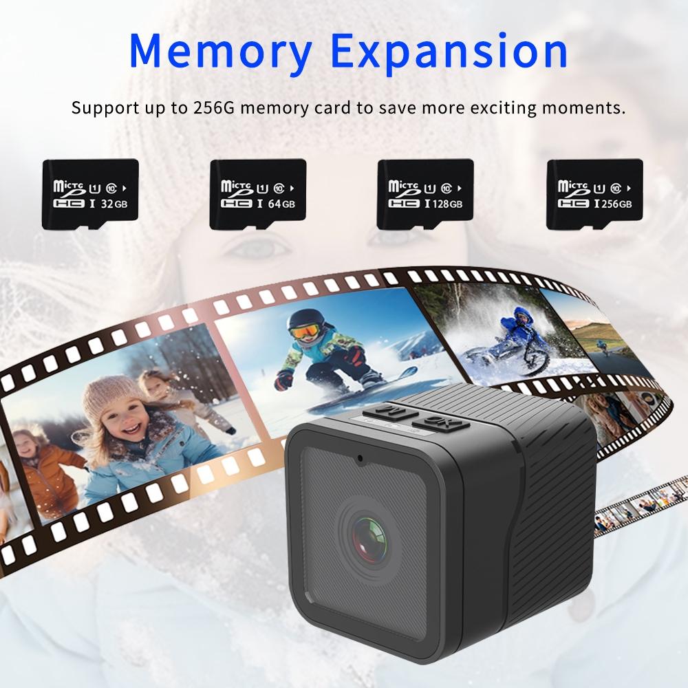 Waterproof Mini Action Camera With Night Vision And Ring Bracket - Black