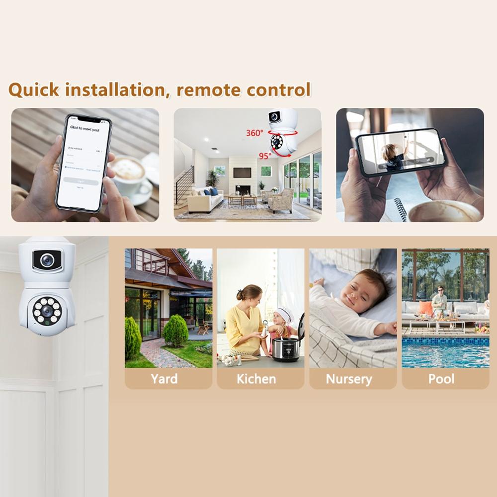 Smart Dual-Lens Motion Tracking Camera With Voice Intercom - White