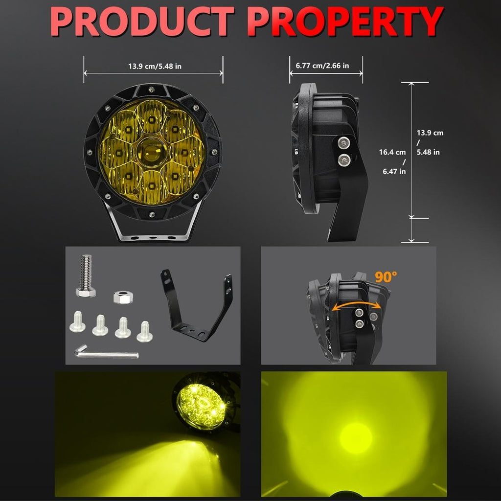 38W 4000Lm / 6000K Off - Road Vehicle Round Work Light - White