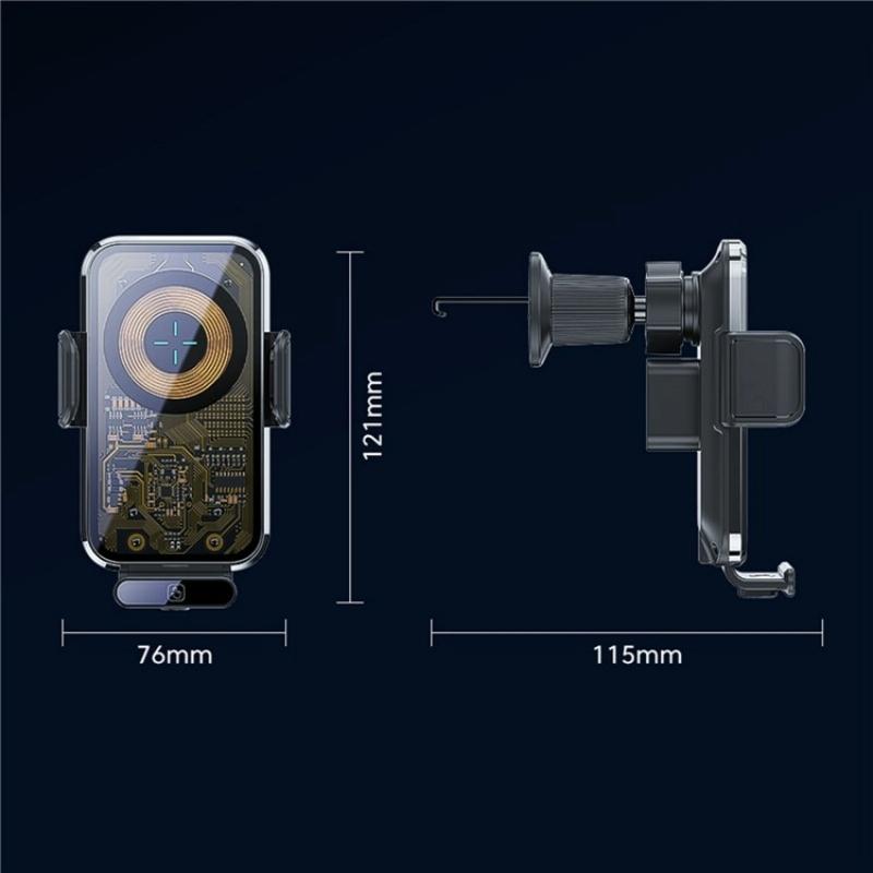 High Power Car Wireless Charger with Phone Bracket - Transparent 66w