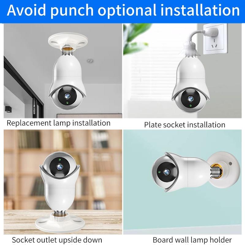 2.0Mp Wifi Light Bulb Camera With Motion Detection And Night Vision - White