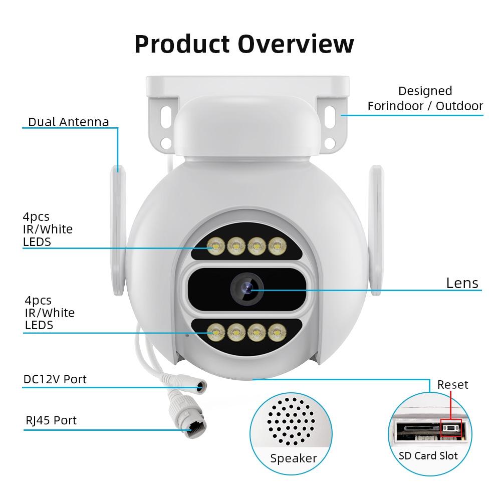 Smart Wifi Surveillance Camera With Dual-Light Night Vision And Two-Way Audio - White