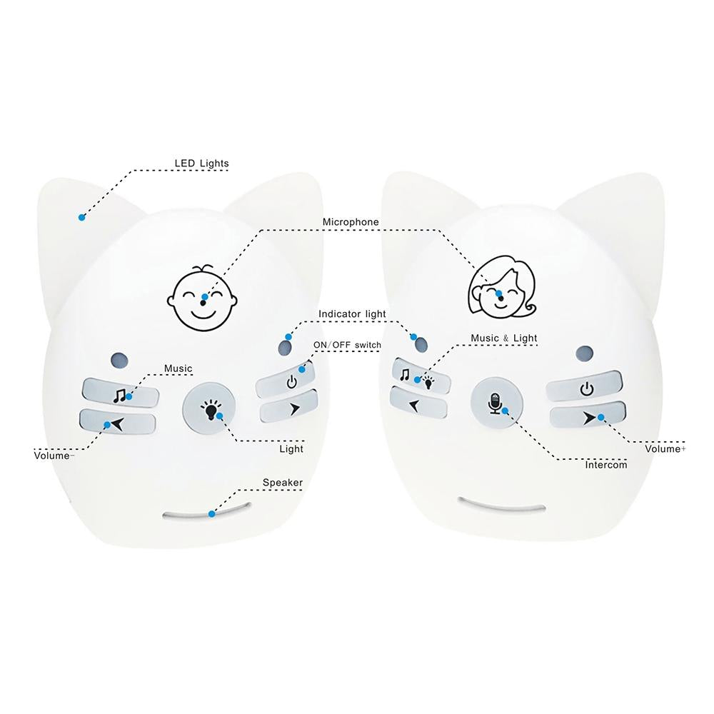 Wireless Baby Monitor With Voice Intercom And Night Light - White