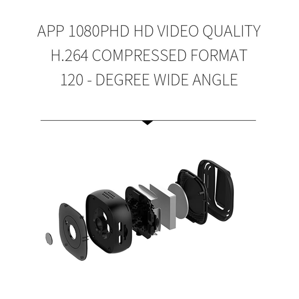 720P Mini Wearable Wifi Camera - 120 Degree Wide Angle - Black