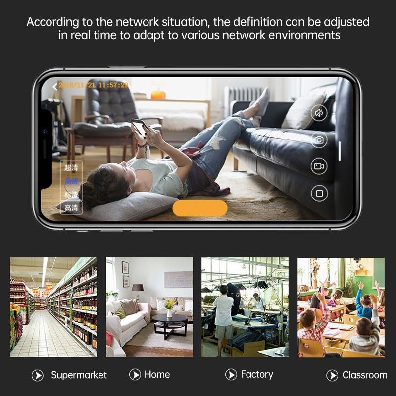 Wireless Network Camera With Wide-Angle Recording 720P Resolution - Black