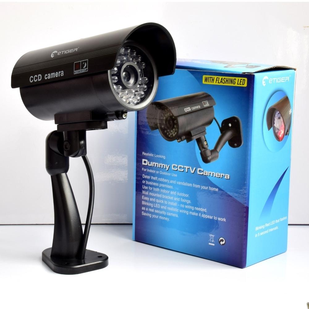 Realistic Dummy Cctv Camera With Flashing Led - Waterproof - Silver