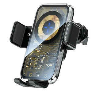 15w Fast Car Vent Wireless Charger with Intelligent Induction - Silver